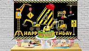 Construction 4th Birthday Banner Decorations for Boys Kids, Dump Truck Construction Theme Four Birthday Backdrop Party Supplies, Excavator Crane Digger Four Year Old Poster Sign