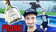 CHUGGING A BOTTLE OF PATRON PRANK - Fake Tequila Drinking Troll | JeromeASF