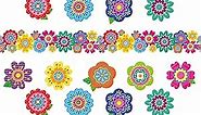 Pajean 67 Pieces Flower Bulletin Boards Set Spring Colorful Flower Cutouts Borders Classroom Floral Bulletin Board Borders Versatile Flower Trim for Preschool School Party Decoration(Mixed Flowers)