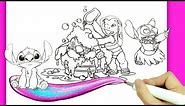 [LILO & STITCH ] Stitch Take a Bath and Hula Dance Coloring Book / Colouring Pages #liloandstitch