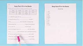 Body Parts Fill In The Blank Worksheet