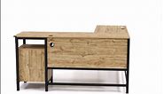 SAUDER 60 in. L-Shaped Milled Mesquite 2 Drawer Computer Desk with File Storage 425908