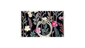 Qokey Compatible with iPhone 14 Pro Max Case,Cute Garden Flowers Case with 360 Degree Rotating Ring Kickstand Holder Soft Slim TPU Phone Case for iPhone 14 Pro Max 6.7" 2022 Black Mixed Floral
