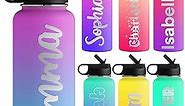 FunStudio Personalized Water Bottles for Kids for School Customized Name Insulated Sport Water Bottle with Straw 32 oz Waterbottle Gift for Boys Girls Men Women - Name & Gradient Color