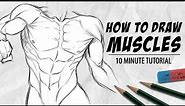 HOW TO DRAW MUSCLES IN 10 MINUTES | SixPack, Arms and Chest | DrawlikeaSir