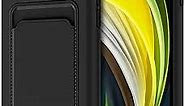 Liquid Silicone Wallet Case for iPhone SE 2020, iPhone 8, iPhone 7, Soft Slim Protective Case with Card Holder Sleeve, Wallet Card Pocket Cover for iPhone SE 2020/8/ 7, Black