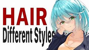 EASIEST Way To Draw Anime Hair (Different Styles)