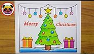 Merry Christmas Drawing / Christmas Drawing Easy Steps / Christmas Tree Drawing/Christmas Painting