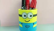 how to make minion pencil holder | Easy arts & crafts | DIY School Supplies