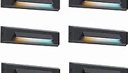 CLOUDY BAY [6 Pack] 3 Color Low Voltage 12-24V LED Step Lights Outdoor,2.5W Landscape Cutoff Stair Riser Light,Deck Step Lights Outside Accent Lighting Fixtures,Wet Location,Black