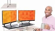 Stand Steady Titan Monitor Stand | Large Height Adjustable Monitor Riser Supports 2 Monitors | Monitor Shelf Keeps Screens at Eye Level to Relieve Neck Pain | Great for Home & Office! (31 x 12 )