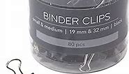 U Brands Binder Clips, Assorted Sizes, Small 3/4-Inch Width and 1/3-Inch Paper Holding Capacity, Medium 1-1/4-Inch Width and 1/2-Inch Paper Holding Capacity, Black and Silver Steel, 80-Count