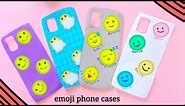 4 DIY cute emoji phone cases 😍😀 |Cool emoji phone cases at home | DIY easy low budget mobile covers