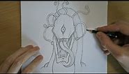 How to Draw Evil Creepy Monster | Step by Step Horror Art Tutorial | Pencil Drawing