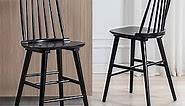 DUHOME Wood Bar Stools Set of 2, Farmhouse Counter Stools 24’’ Barstool with Spindle Back Counter Height Stool Chairs for Kitchen Islands, Black