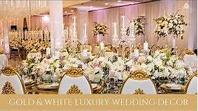 Gold & White Luxury Wedding Decor & Flowers at Westin Oaks Houston | Royal Luxury Events