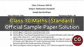 Class 10 Maths (Standard) Official Sample Paper (2022-23) CBSE