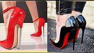 Dousty & high heels women's pumps 18cm 7 inch stilettos sharp toe ankle wrap high heel spiked metal