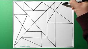 Geometric Shapes One Line Drawing Pattern / Abstract Design #60 / Daily Art Therapy