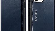 SHIELDON Wallet Case for iPhone 11 6.1", Genuine Leather iPhone 11 Folio Case Kickstand RFID Blocking Card Holder Magnetic Protection Case Compatible with iPhone 11 - Retro Dark Blue