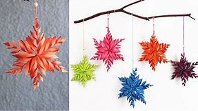 Simple Paper snowflake wall hanging | DIY easy paper crafts tutorial - Wall decoration ideas