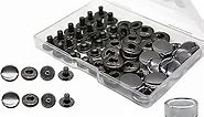 Keismodye 12 Sets Snap Fasteners Kit, Heavy Duty 15mm Metal Snaps Buttons, Leather Snaps and Sewing Crafts, Press Studs with 4 Install Tools for Shoes, Clothing, Jeans, Denim Jackets, Bags (Black)