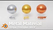 Blender Simple Metal Material – Gold, Silver, Copper, Metallic text using principled BSDF Shader