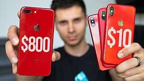 $10 RED iPhone X Skin vs $800 RED iPhone 8