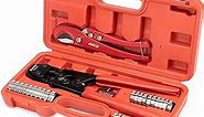 iCrimp KIT-1096D PEX Clamp Tool Kit for 3/8 to 1 inch PEX Cinch Clamps, with 20pcs 1/2 inch & 10pcs 3/4 inch PEX Cinch Clamp Rings, PEX Tubing Cutter, All-in-one PEX Crimping Tool Kit