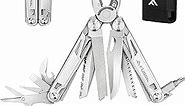 Flissa Multitool, 16-in-1 Multitools with Sheath, Stainless Steel EDC Multitool, Pocket Knife, Bottle Opener, Screwdriver, Pocket Multi-Tool for Camping, Handwork, Hunting, Hiking, Fishing