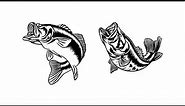 Jumping Bass Fish Fishing SVG Vector Silhouette Cameo Cricut Cut File Dxf Eps Clipart Png