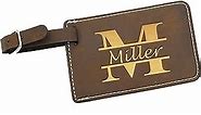 My Personal Memories, Custom Personalized Luggage Tag - Engraved Travel - Monogrammed (Rawhide with Gold)