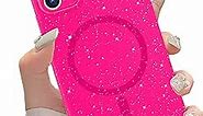 Telaso iPhone 11 Case, iPhone 11 Glitter Bling Case Compatible with Magsafe Wireless Charging Shockproof Anti-Scratch Flexible Soft TPU Sparkly Magnetic iPhone 11 Phone Case for Women Girls, Hot Pink