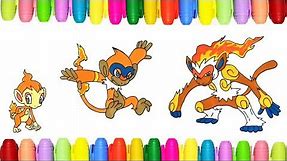 Pokemon Go coloring pages - Chimchar, Monferno and Infernape