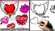 How to Draw a Heart, 5 Ways in 3 Min - How to Draw - Fun2draw (Online Cartoon Tutorials)