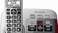 Panasonic Amplified Cordless Phone with Slow Talk, 50dB Volume Boost, 112dB Lound Visual Ringer, Hearing Aid Compatibility, Large Screen and Backlit Keypad - KX-TGM450S - 1 Handset (Silver)