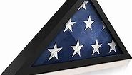 HBCY Creations Flag Display Case for 5' x 9.5' American Veteran Burial Flag Solid Wood Black Frame with Glass Front with Wall Mount or Standing Display, Flag Box Display Case for Burial Flag