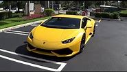 Lamborghini Huracan LP610-4 Start Up Revs Drive Stunning Matte Yellow Beast at Lamborghini Miami