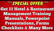 Get Hotel and Restaurant Management Training Manuals PowerPoint Forms and Checklists