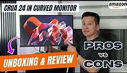 CRUA 24 inch 144hz/180hz Curved Gaming Monitor Review & Unboxing in under 2 minutes | Amazon.com