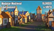 Lowpoly Modular Medieval Environment - Blender & KRITA