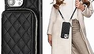 Bocasal Crossbody Wallet Case for iPhone 15 Pro Max, RFID Blocking PU Leather Zipper Handbag Purse Flip Cover, Kickstand Folio Case with Card Slots Holder Wrist Strap Lanyard 5G 6.7 Inch (Black)