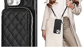 Bocasal Crossbody Wallet Case for iPhone 15 Pro Max, RFID Blocking PU Leather Zipper Handbag Purse Flip Cover, Kickstand Folio Case with Card Slots Holder Wrist Strap Lanyard 5G 6.7 Inch (Black)