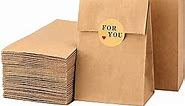 joycraft 100 Count Brown Paper Bags, 1lb Mini Kraft Paper Bags, Square Bottom Stand Up Bags Bulk with 108Pcs Stickers, Grocery Bags for Party Favor, Snacks, Crafts, Small Business 3.5"x2.3"x7"
