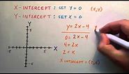 How to Find the X and Y Intercept of a Line ( Example 1 ) Intermediate Algebra , Lesson 60