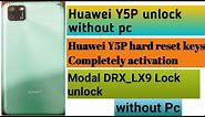 Huawei Y5P/DRX_LX9 hard reset keys Without pc and complete activation | Huawei Y5P Lock unlock