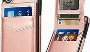 Leather Wallet Case for iPhone X iPhone Xs Wallet Case with Credit Card Holder Case for iPhone X iPhone Xs Case 5.8 inch (Rose Gold)