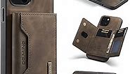 SZHAIYU 2 in 1 Detachable Back Cover Compatible with iPhone 13 Wallet Case with Card Holder Leather Pocket Slim Phone Cases 6.1'' (Coffee)