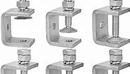 Stainless Steel Small C Clamp Set, 1 Inch Heavy Duty Metal C-clamp, Mini Tiger Clamp G-Clamp U Clamps with Stable Wide Jaw Opening/I-Beam Design for Woodworking Mounting Welding, 6pcs