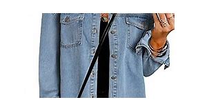 Eytino Denim Jackets for Women Plus Size Long Sleeve Loose Jean Jacket Coats Sky Blue L Female